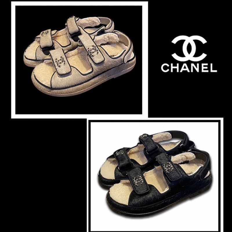 샤넬 22a CC 로고 벨크로 샌들