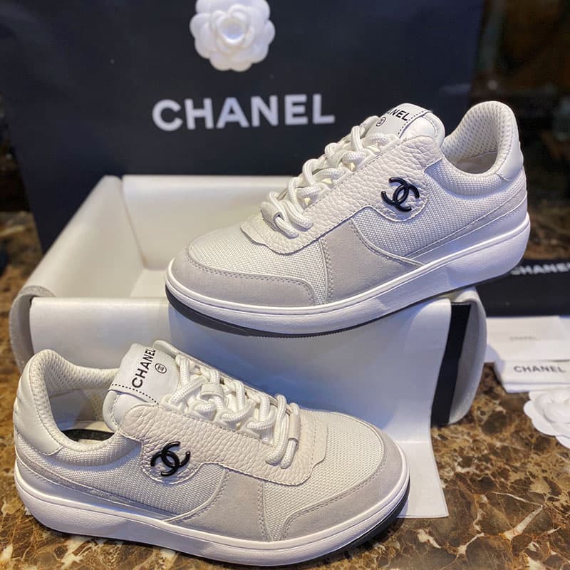샤넬 22p CC 메쉬 패브릭 레더 스니커즈