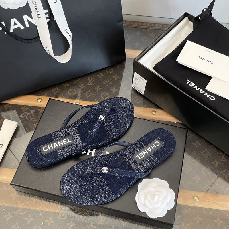 샤넬 24P cc로고 데님 플립플랍 쪼리