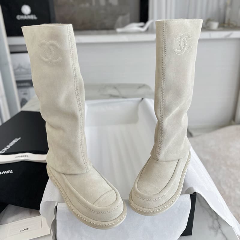 샤넬 25c CC로고 스웨이드 롱 부츠