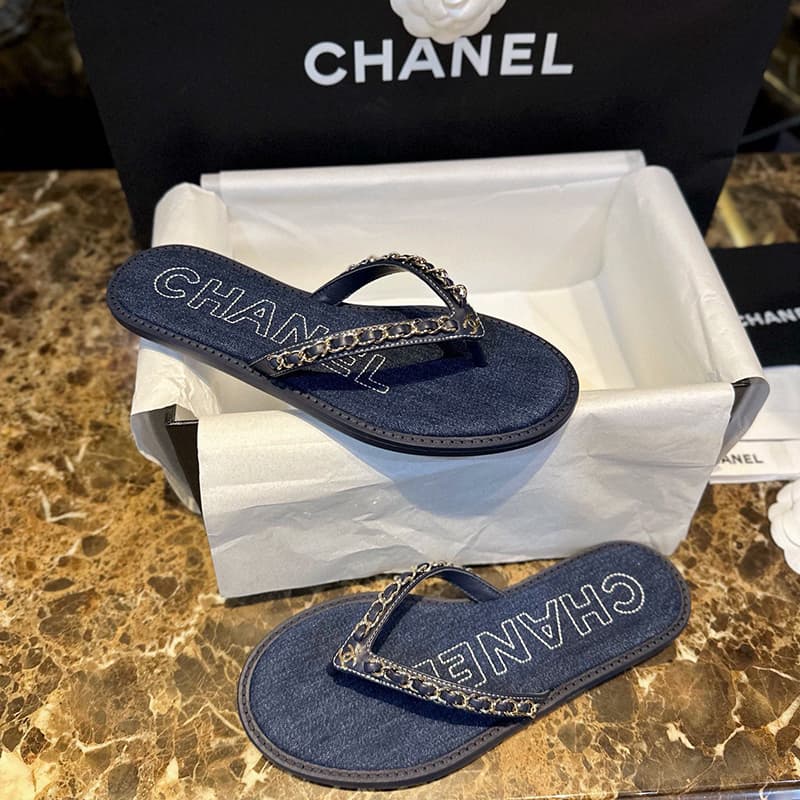 샤넬 CC로고 체인 플립플랍 슬리퍼