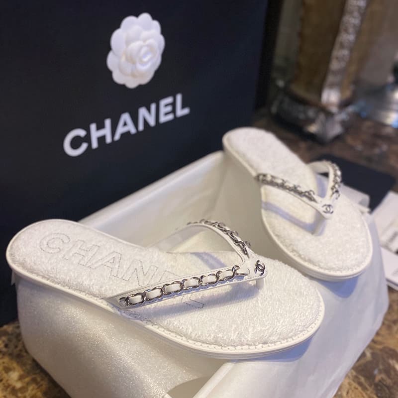 샤넬 CC로고 체인 플립플랍 슬리퍼