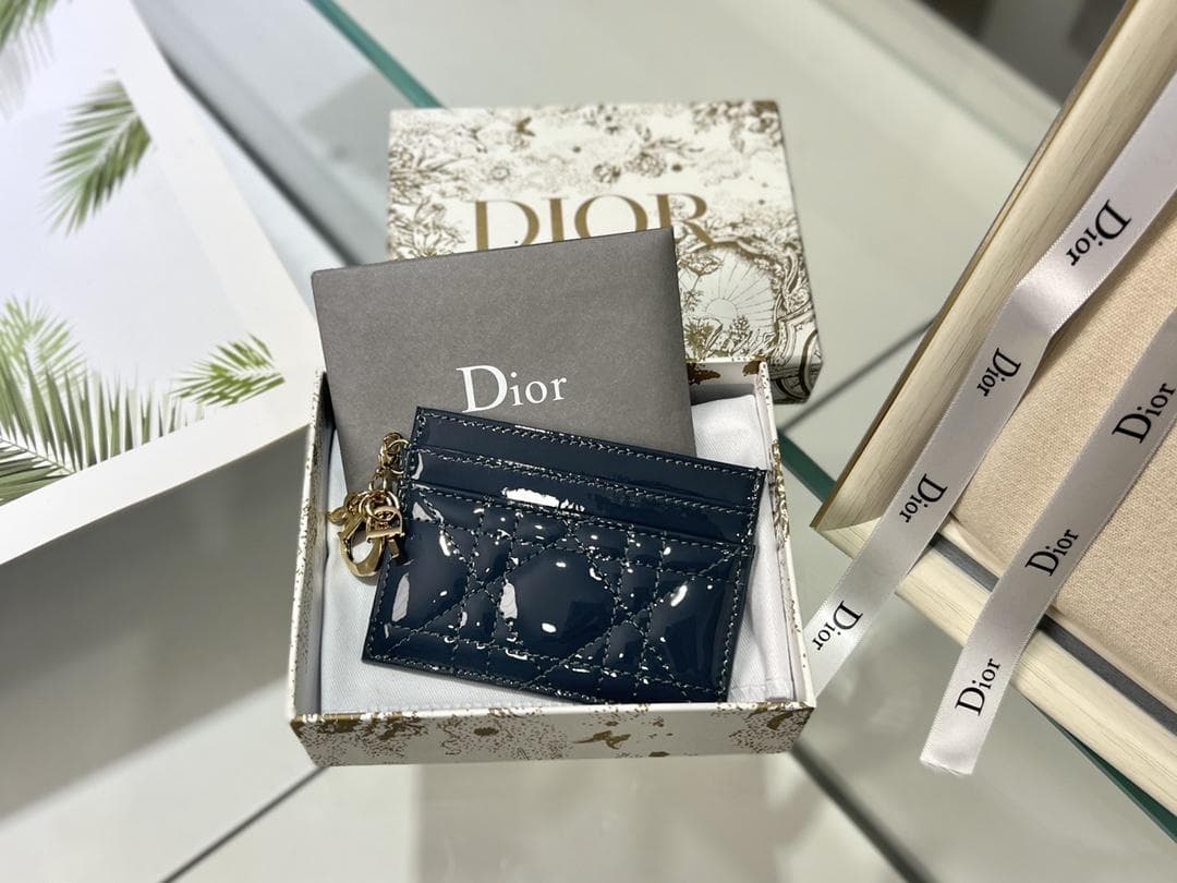 Dior Lady Patent Cannage Card Holder