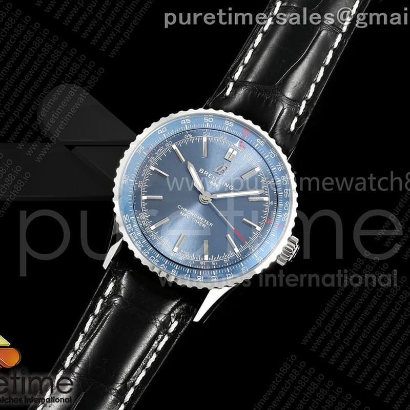 TF공장 브라이틀링 내비타이머 41 블루다이얼 블랙가죽스트랩 Navitimer 41 SS TF 1_1 Best Edition Blue Dial on Black Leather Strap A2824