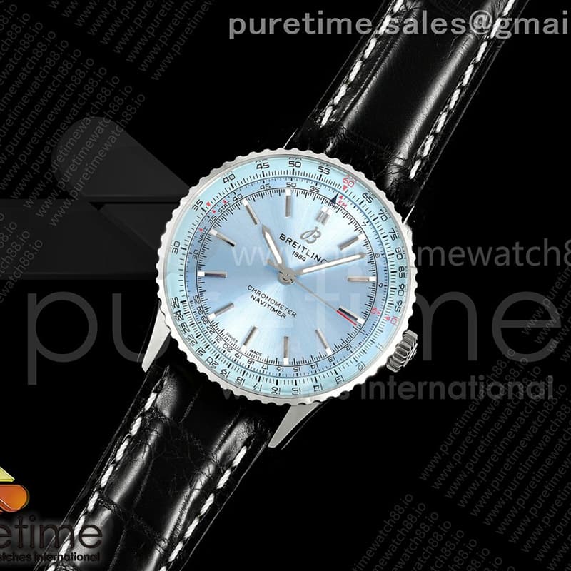 TF공장 브라이틀링 내비타이머 41 아이스블루다이얼 블랙가죽스트랩 Navitimer 41 SS TF 1_1 Best Edition Ice Blue Dial on Black Leather Strap A2824