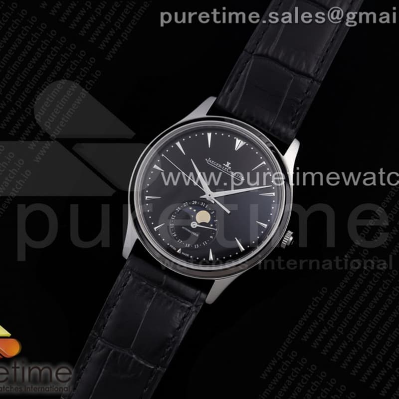 AZ공장 예거 울씬문 블랙다이얼 가죽스트랩 Master Ultra Thin Moon SS AZF 1_1 Best Edition Black Dial on Black Leather Strap A925