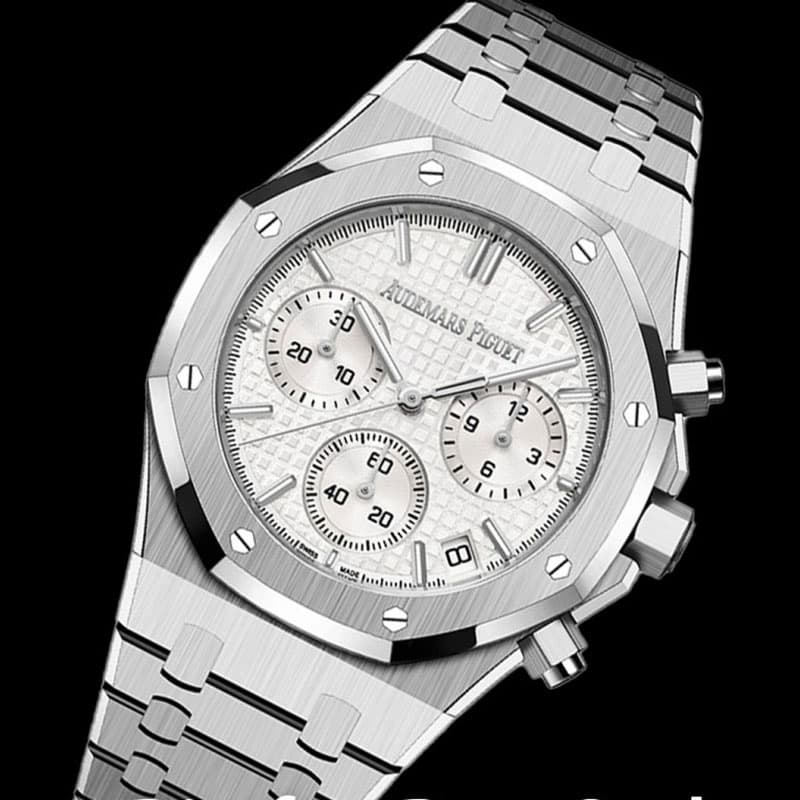 APS공장 오데마피게 로얄오크 크로노그래프 스틸 화이트다이얼 브레이슬릿 Royal Oak Chrono 26240 SS APSF 1_1 Best Edition Silver Dial on SS Bracelet SA4401 Super Clone