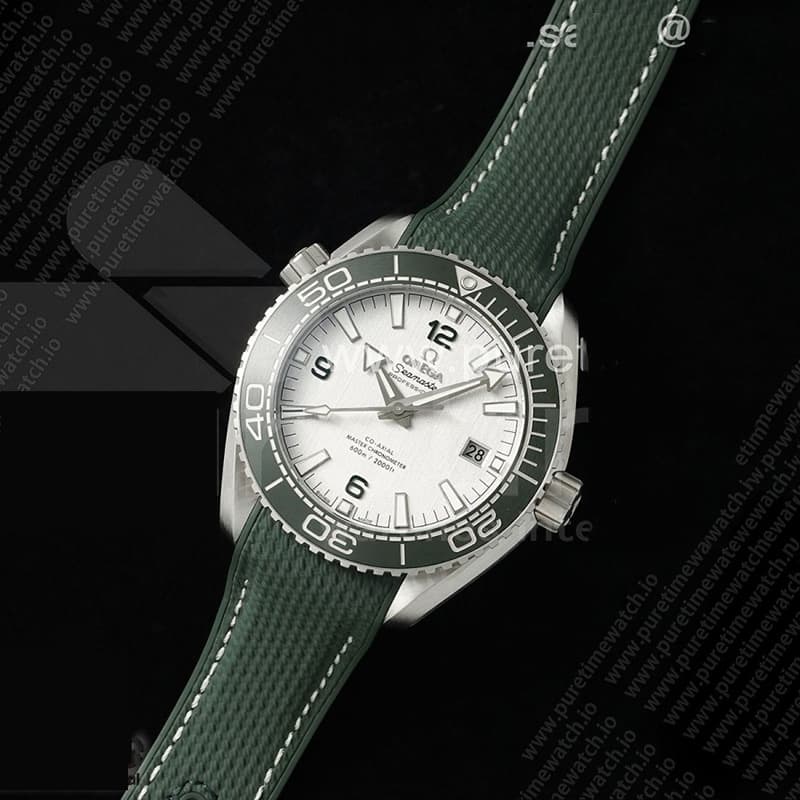 VS공장 오메가 씨마스터 플래닛오션 600M 그린베젤 그린러버스트랩 Planet Ocean 43.5mm SS VSF 1_1 Best Edition Green Bezel White Dial on Green Rubber Strap A8900 Super Clone