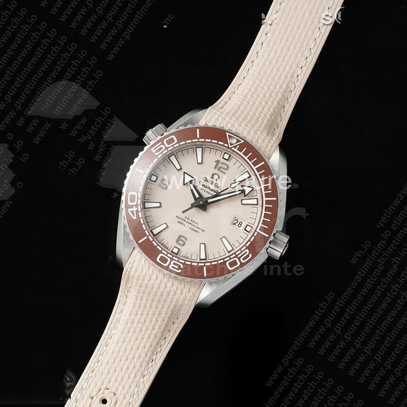 VS공장 오메가 씨마스터 플래닛오션 600M 샌드다이얼 브라운베젤 샌드러버스트랩 Planet Ocean 43.5mm SS VSF 1_1 Best Edition Brown Bezel Sand Dial on Sand Rubber Strap A8900 Super Clone