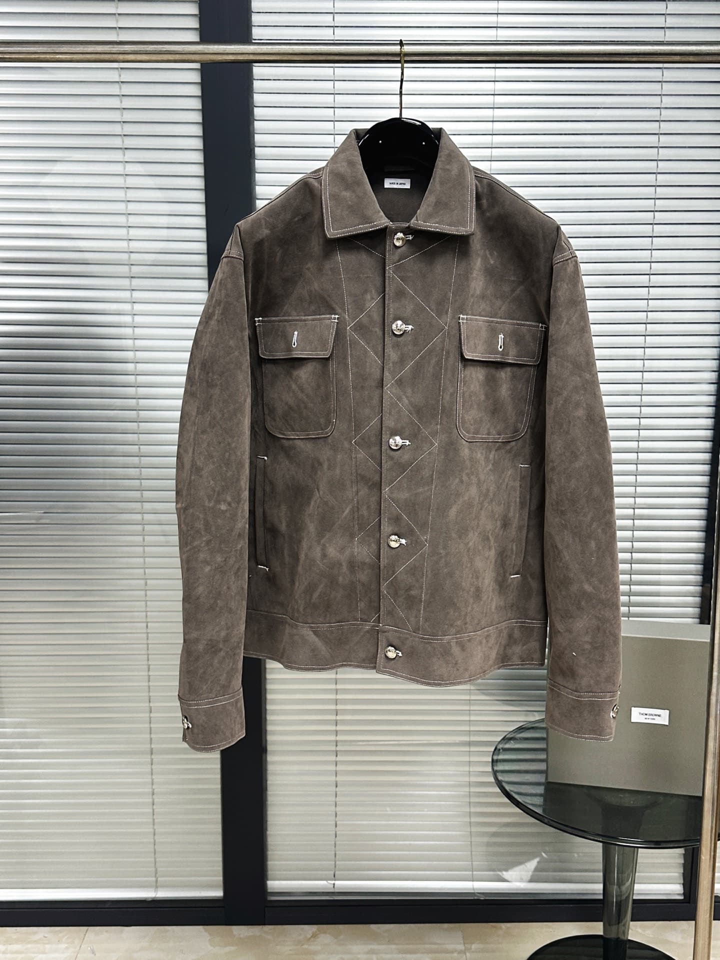 톰브라운 스웨이드 셔츠 재킷
